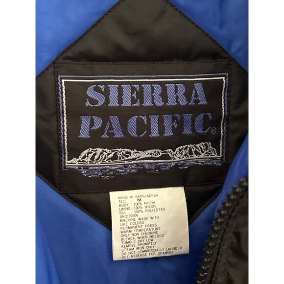 Sierra Pacific Black & Blue Full Zip Puffer Jacket Size M Lightweight - Picture 2 of 6